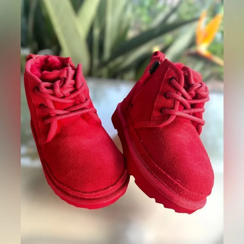 UGG Neumel II Toddler Shearling Chukka Winter Boot Red Size 9 NEW
